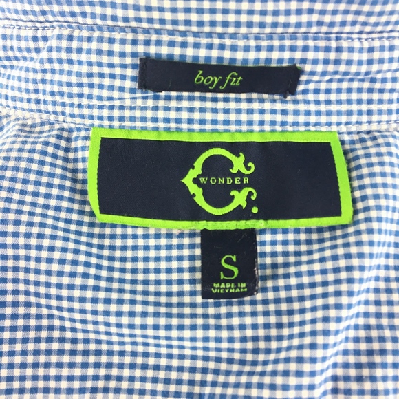 C. Wonder Gingham Button Down Shirt Boy Fit Sz S - Picture 7 of 8